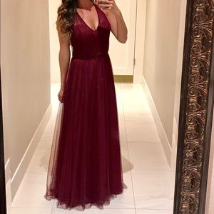 Hayley Paige Occasions Style 5758 in Maroon color